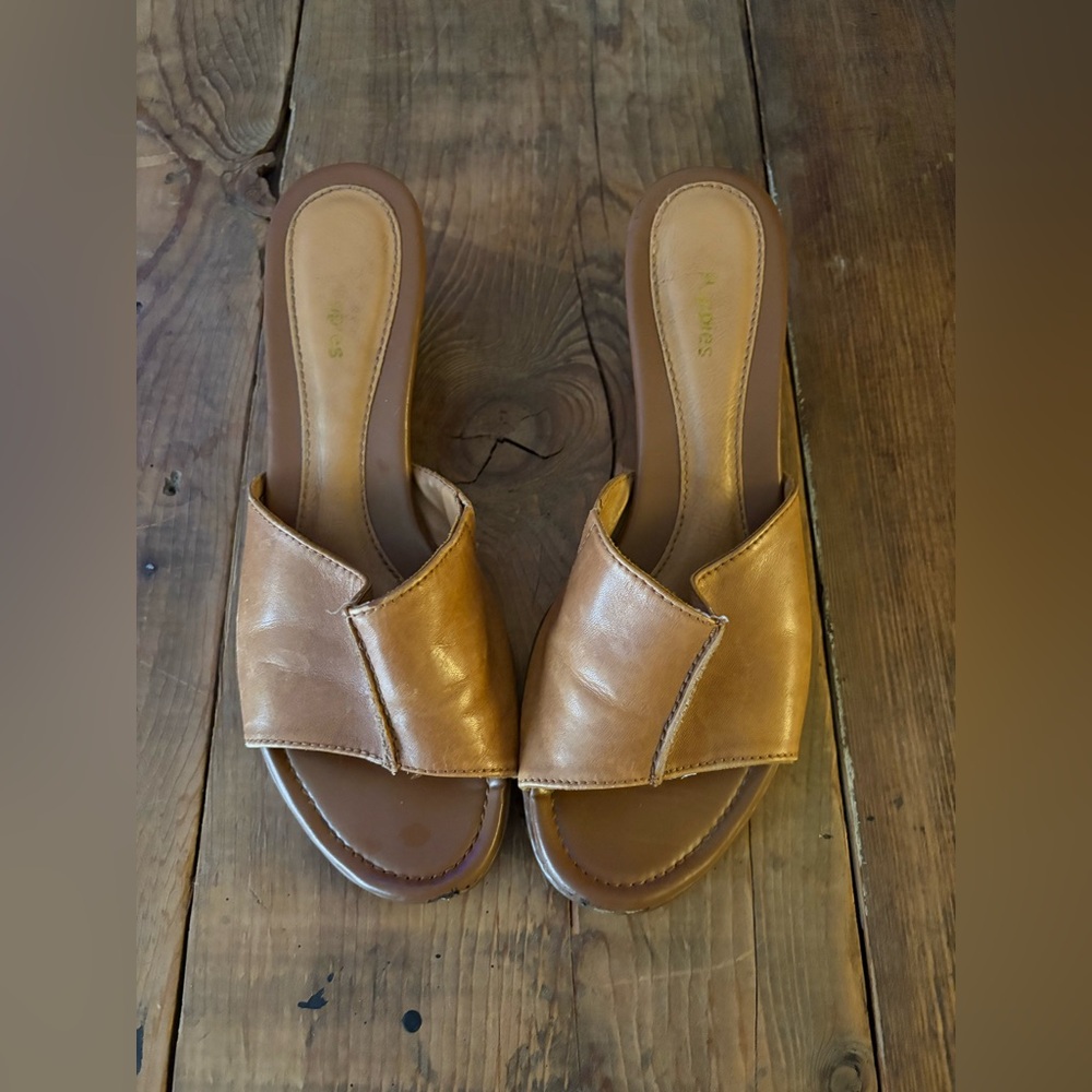 Hush Puppies Brown Leather Mules Comfortable Casual Wear